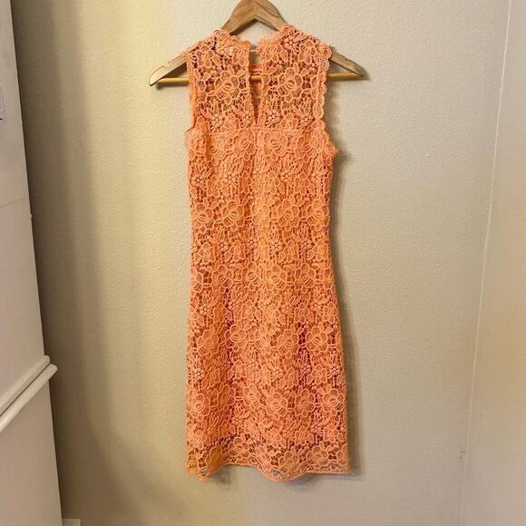 NWT BLVD Peach Cocktail Dress Lace Crochet Women's Sz S Formal Short Sleeveless - Picture 7 of 12